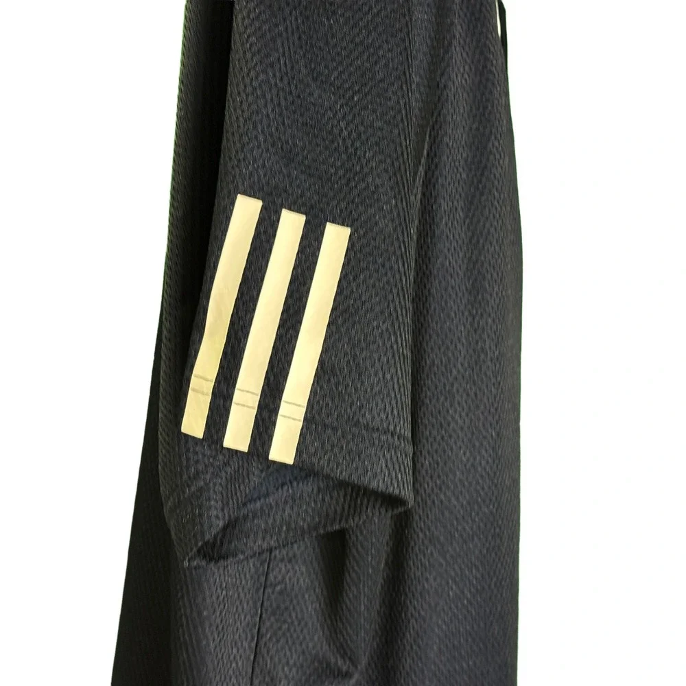 Adidas Baseball Jersey Mens 2XL Navy Blue Three Stripe Life Graphic Snap Front